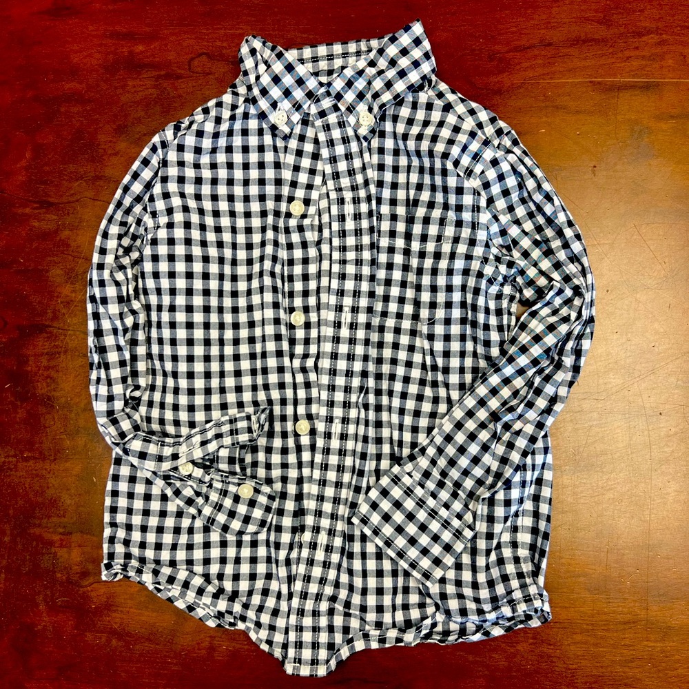 Janie and Jack navy gingham poplin shirt (size 3T)